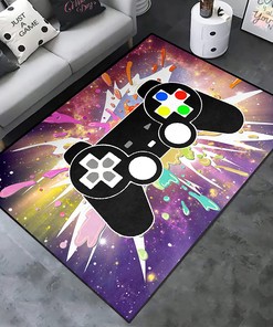 Gamer Area Rug - Gamepad Controller Carpet for Bedroom, Living Room - Non-Slip Floor Mat for Any Season