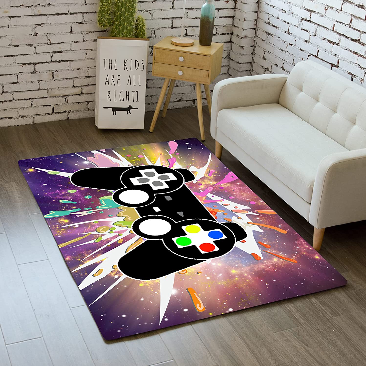 Gamer Area Rug - Gamepad Controller Carpet for Bedroom, Living Room - Non-Slip Floor Mat for Any Season - Image 2