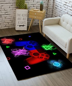 Gamer Area Rug for Boys Room - 3D Gamepad Controller Boys Colorful Floor Rugs for Living Room Teen Game Player