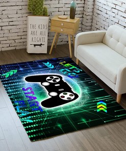Gamer Area Rugs for Video Games Room - Comfy Floor Play Mat for Boys Room - Non-Slip Crystal Floor Mat