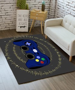 Gamer Blue Boys Area Rugs for Living Room Gamepad Printed Floor Mat Washable Doormats