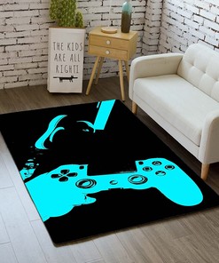 Gamer Controller Area Rugs for Boys Bedroom or Living Room: 3D Printed Gamepad Non-Slip Crystal Floor Mat