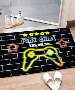 Gamer Room Decor with Black Gaming Area Rugs for Boys Cool Game Style Bedroom and Video Games Carpet for Teens