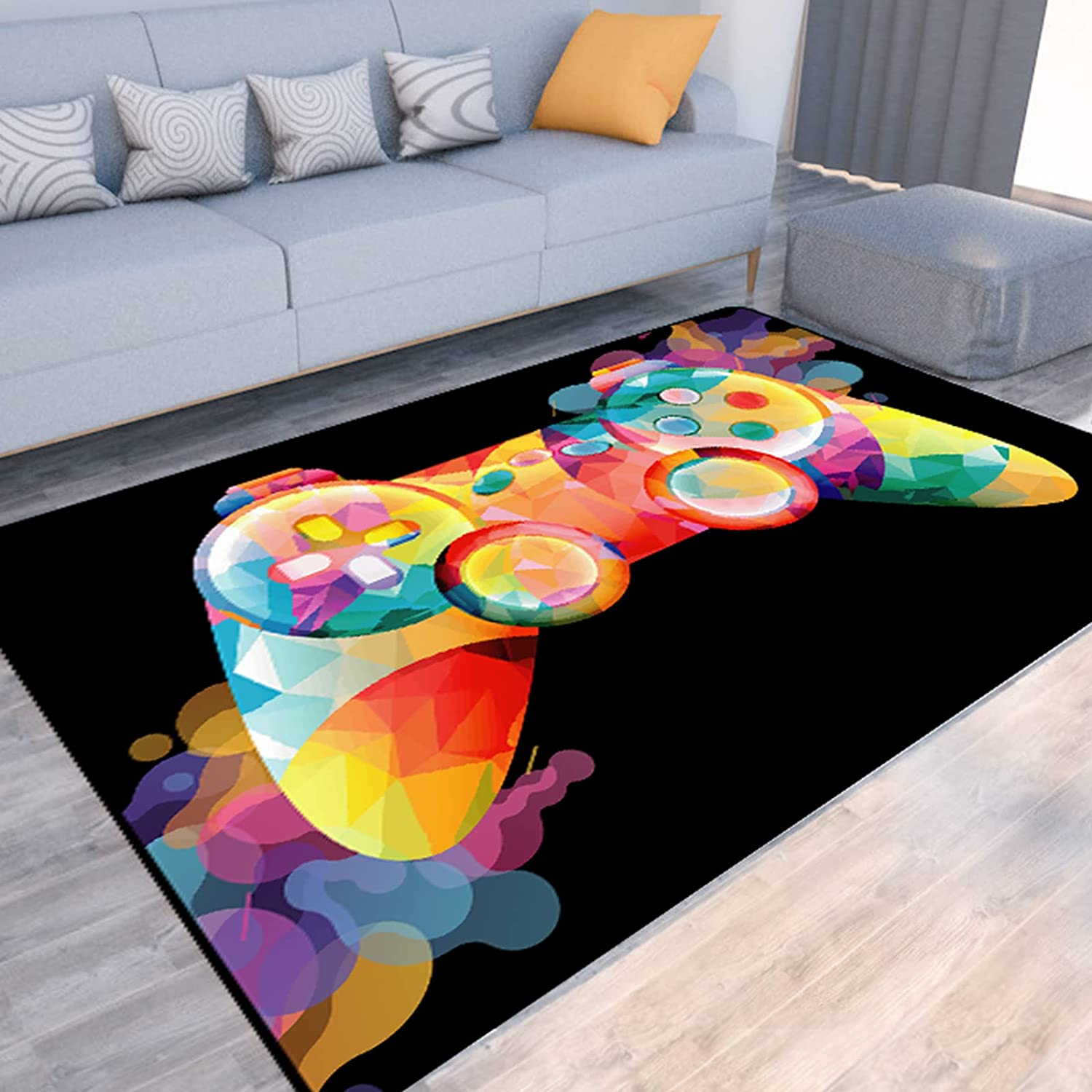 Gamer Rug for Bedroom - 3D Gaming Rugs with Controller Decoration - Non-Slip Carpet for Boy's room - Gaming Area Rug
