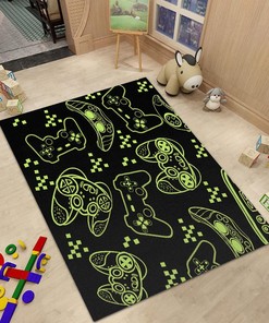 Gamer Rug for Boys Room - Gaming Area Rug - Non-Slip Comfy Floor Mat for Teen Boy Room Decor