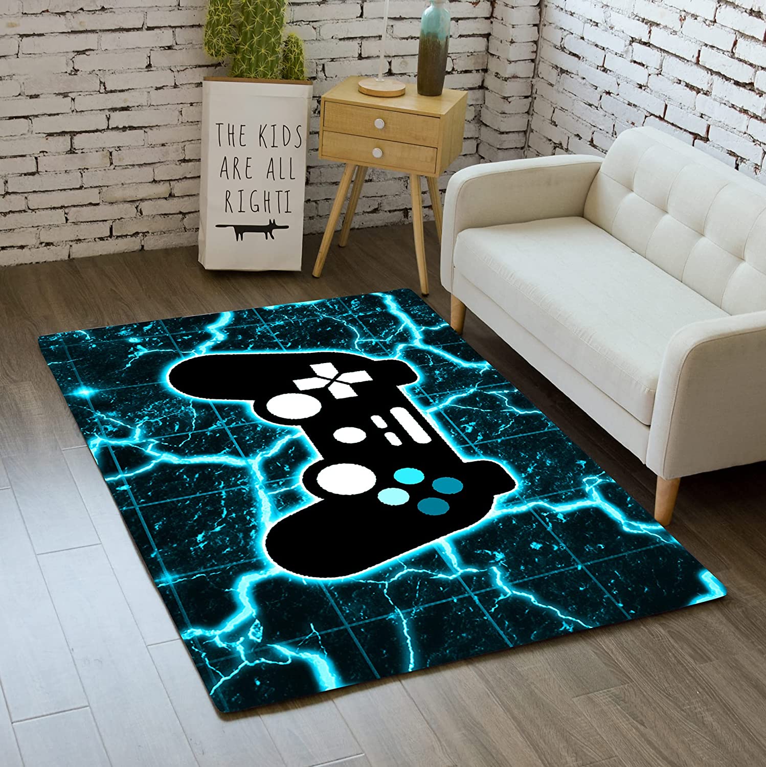 Gamer Rugs for Boys Bedroom - Cool Gaming Mat Home Playroom Decor