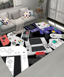 Gamer Rugs for Game Room Boys - Gamepad Colorful Gaming Design Carpets for Living Room Floor Mats