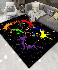Gamer Style Carpets Gamepad Controller Rugs - Printed Living Room Mat - Black