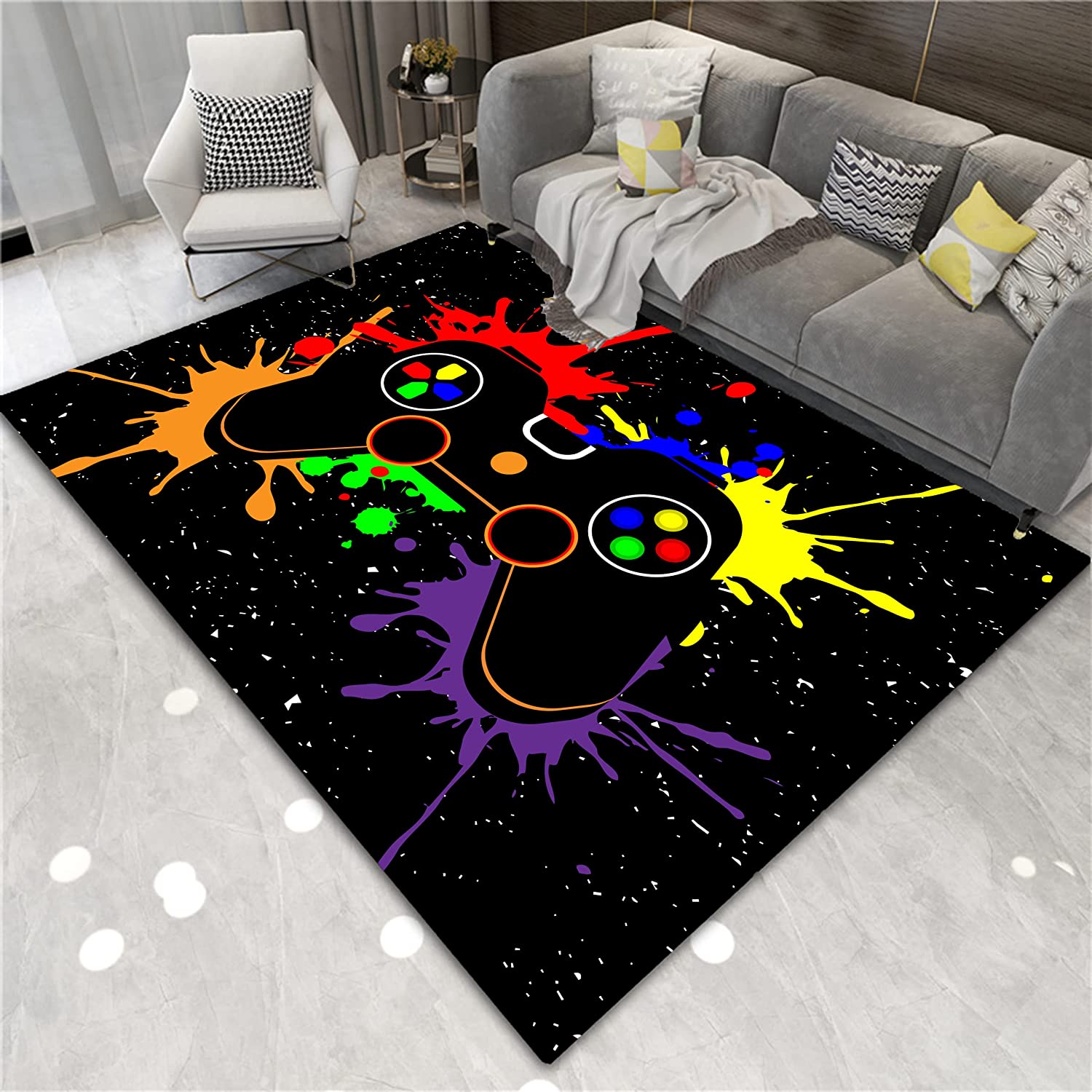 Gamer Style Carpets Gamepad Controller Rugs - Printed Living Room Mat - Black