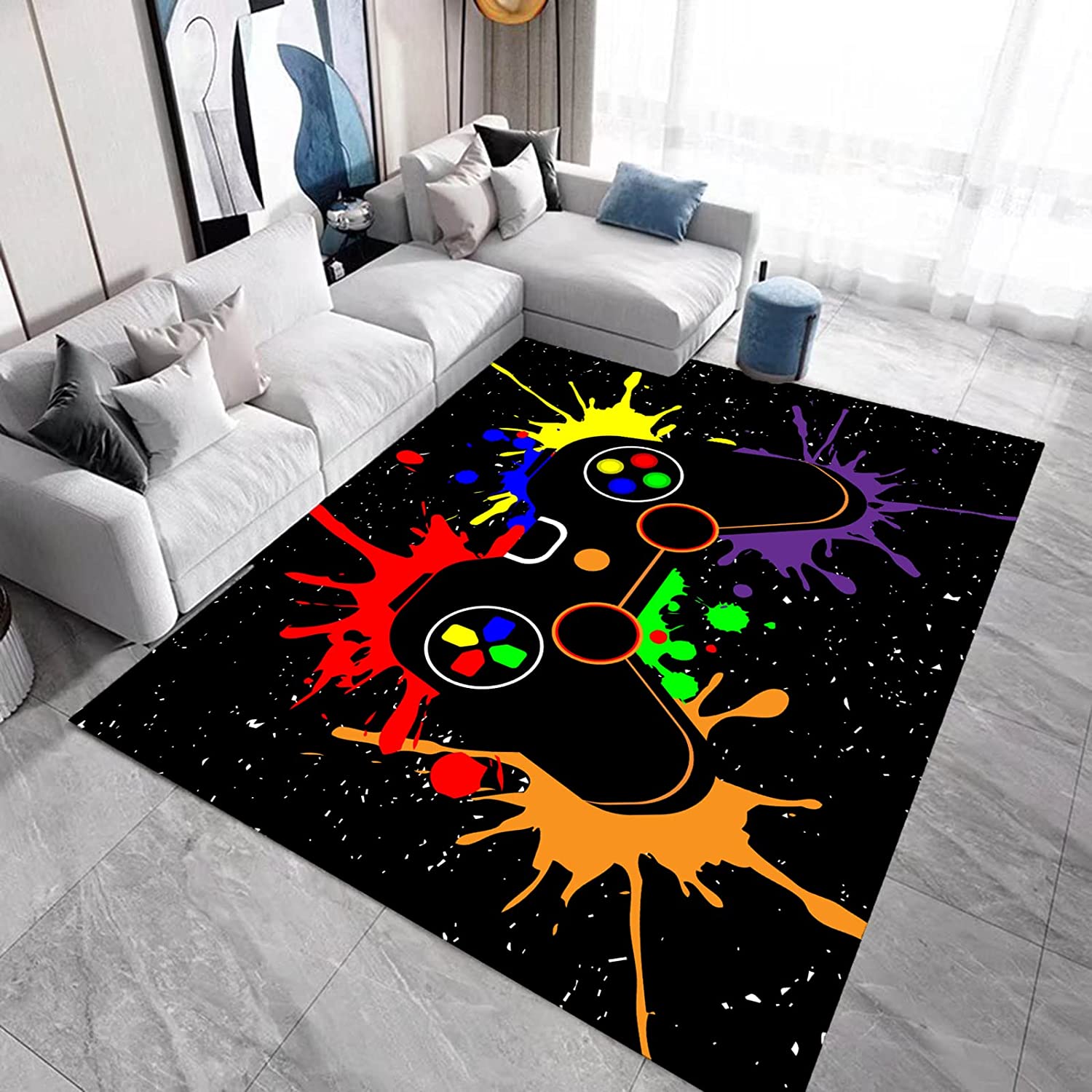 Gamer Style Carpets Gamepad Controller Rugs - Printed Living Room Mat - Black - Image 2