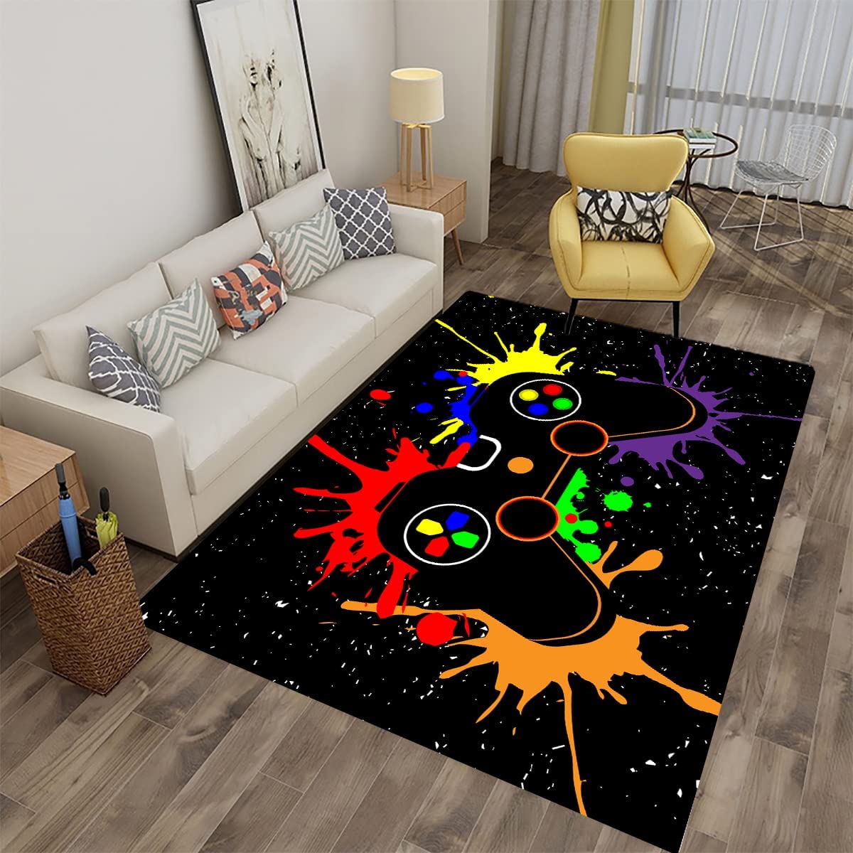 Gamer Style Carpets Gamepad Controller Rugs - Printed Living Room Mat - Black - Image 3