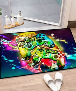 Gaming Area Rugs Living Room Boys Room, Cool Graffiti Art Design Carpet Doormat Entryway