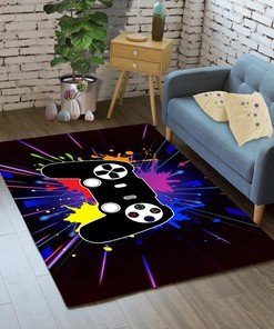 Gaming Rug for Boys Room, Teen Gamer Area Carpet with Controller Player Rug, Polyester Mat