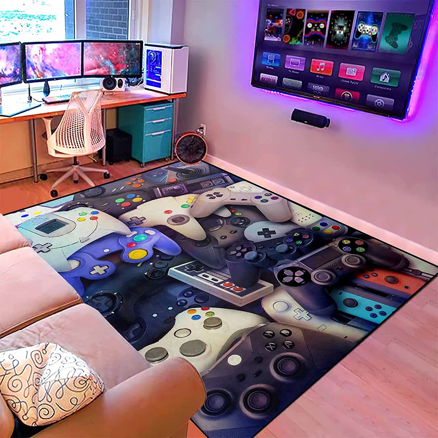 Gaming Rug with Controller Player Video Game for Bedroom and Living/Gaming Room - Image 4