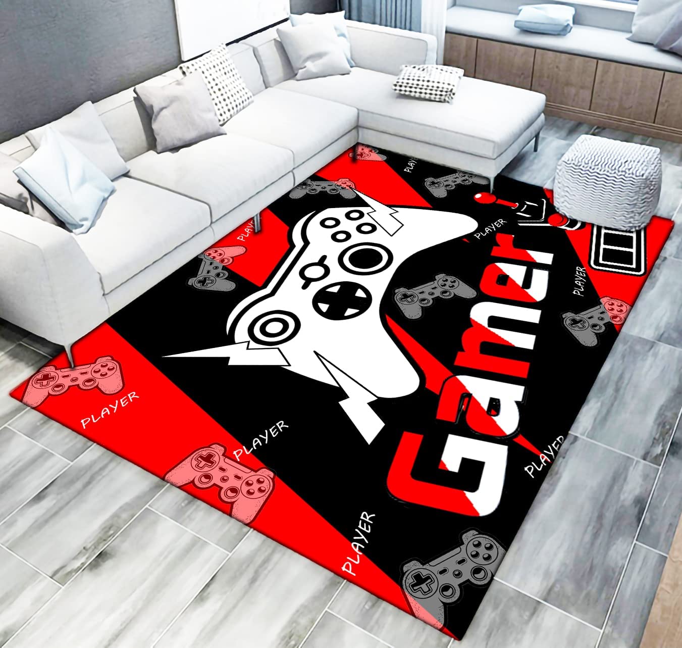 Gaming Rugs for Living Room Kids Bedroom - 3D Game Printed Gem Pattern Area Rug - Indoor Carpet Yoga Mat
