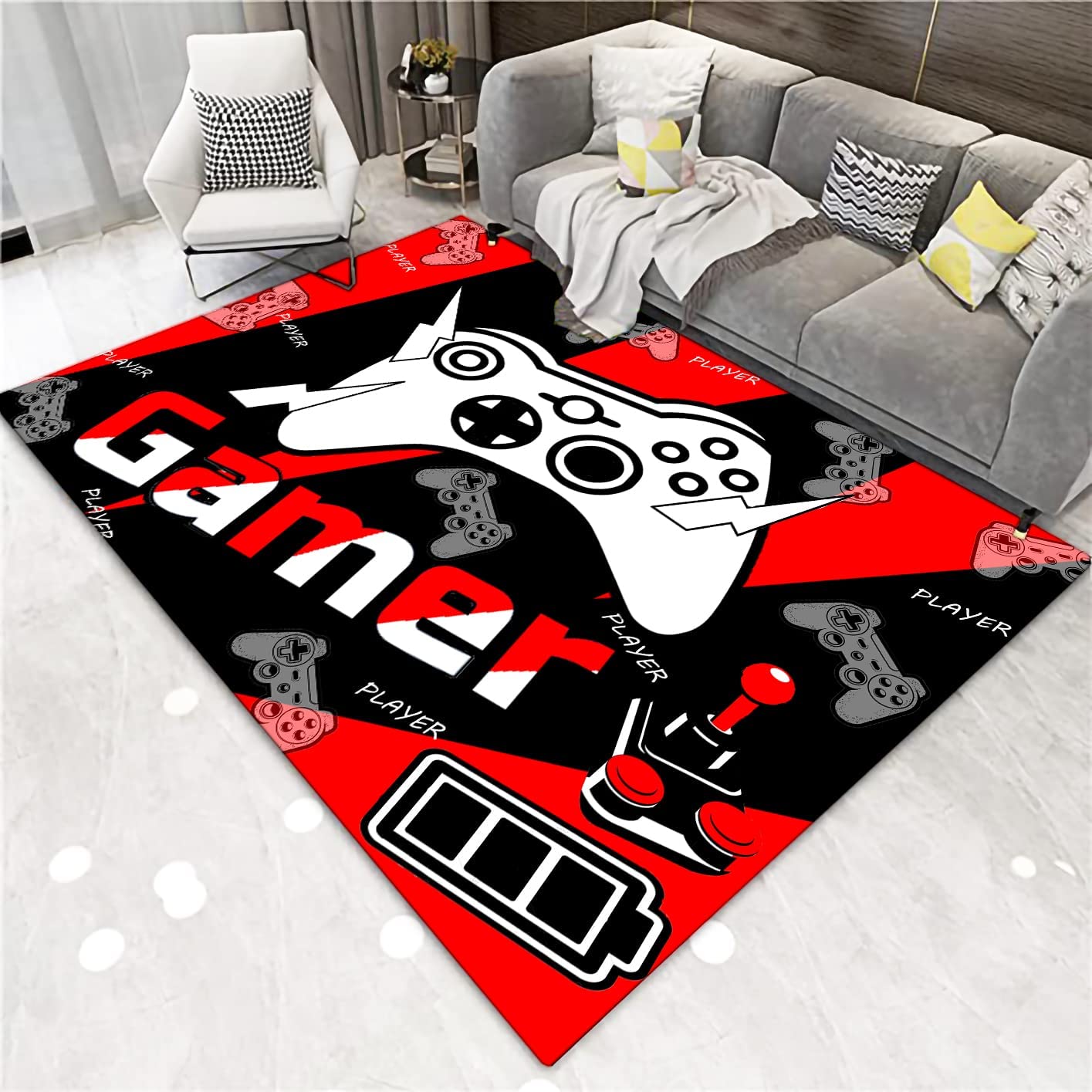 Gaming Rugs for Living Room Kids Bedroom - 3D Game Printed Gem Pattern Area Rug - Indoor Carpet Yoga Mat - Image 3