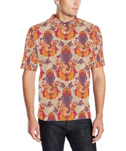 Ganesha Indian Pattern Print Design 02 Men Polo Shirt