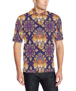 Ganesha Pattern Print Design 01 Men Polo Shirt