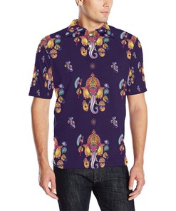 Ganesha Pattern Print Design 04 Men Polo Shirt