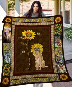 German Shepherd Sun Flower Personalized Quilt Bedding Set for Bedroom Decor and Family Gifts