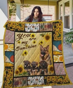German Shepherd Sunflower You Are My Sunshine Quilt Bedding Set Blanket