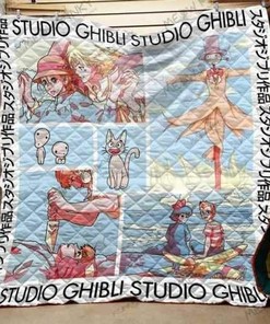Ghibli Couples Retro Tone Blanket Quilt Bedding Set - Great for Bedroom Decor and Family Gifts