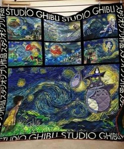 Ghibli Starry Night Personalized Quilt Blanket Bedding Set for Home Decoration and Family Gifts