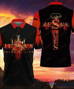 Gift For Christian Jesus Saved My Life Jesus Cross Polo Shirt Nhd
