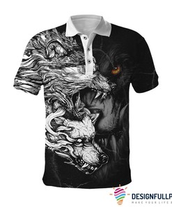 Gift For Wolf Lover Wolf Tattoo The Powerful Wolf Polo Shirt Nhd