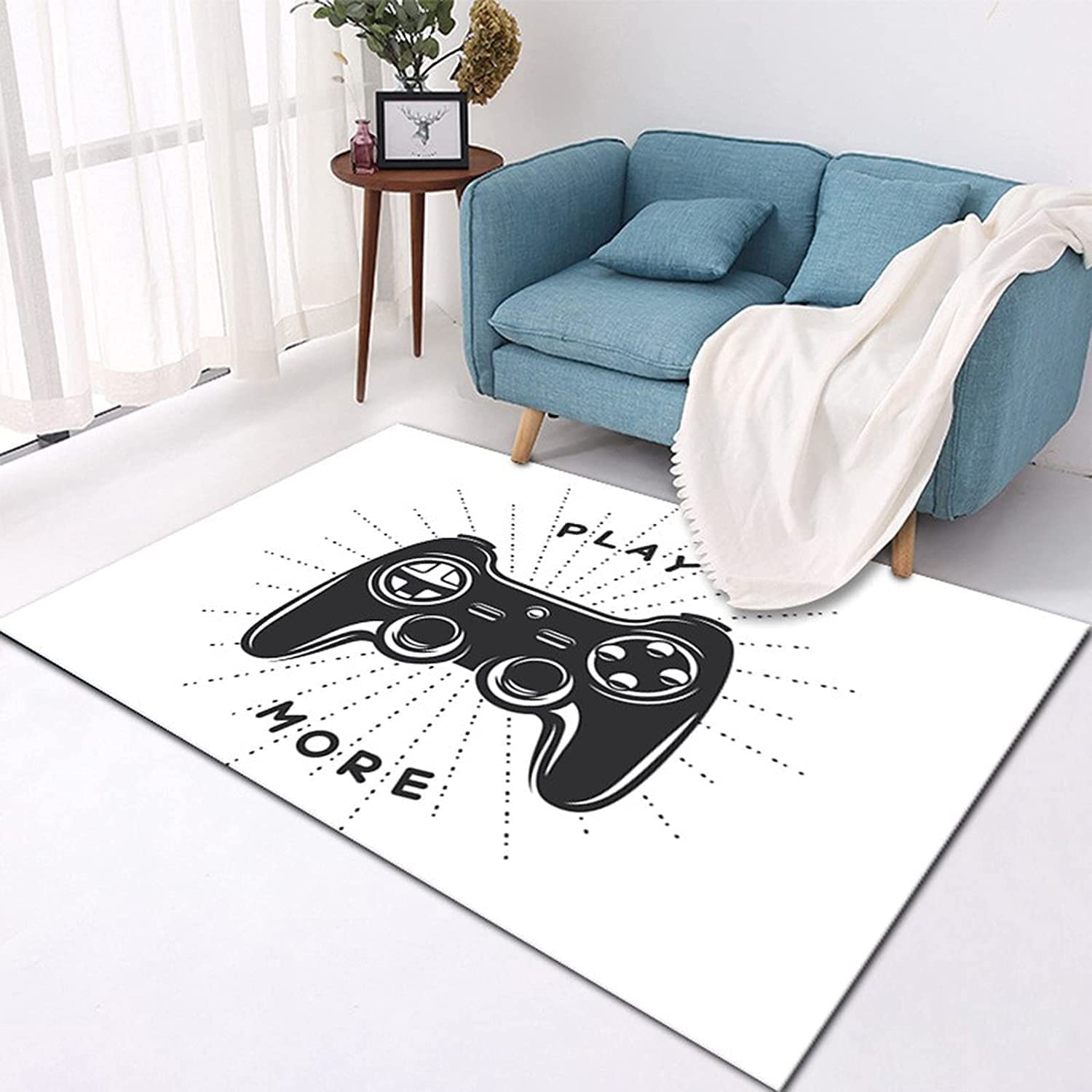 Gift Your Little Gamer with Wusan Carpets featuring 3D Printed Gamepad Controller Gamer Boys Room Area Rugs