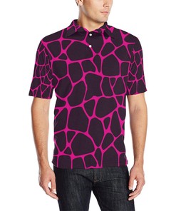 Giraffe Pink Background Texture Print Men Polo Shirt