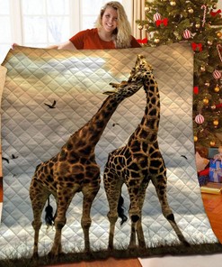 Giraffe Quilt Bedding Set for Bedroom Decor, Personalized Gift for Family