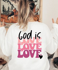 God Is Love Inspirational Jesus T Shirt with Religious Quotes and Cross Design