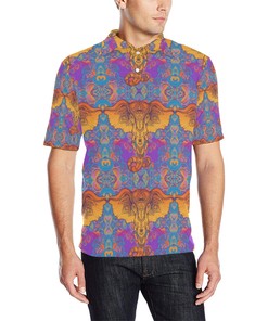 Gold Elephant Indian Men Polo Shirt