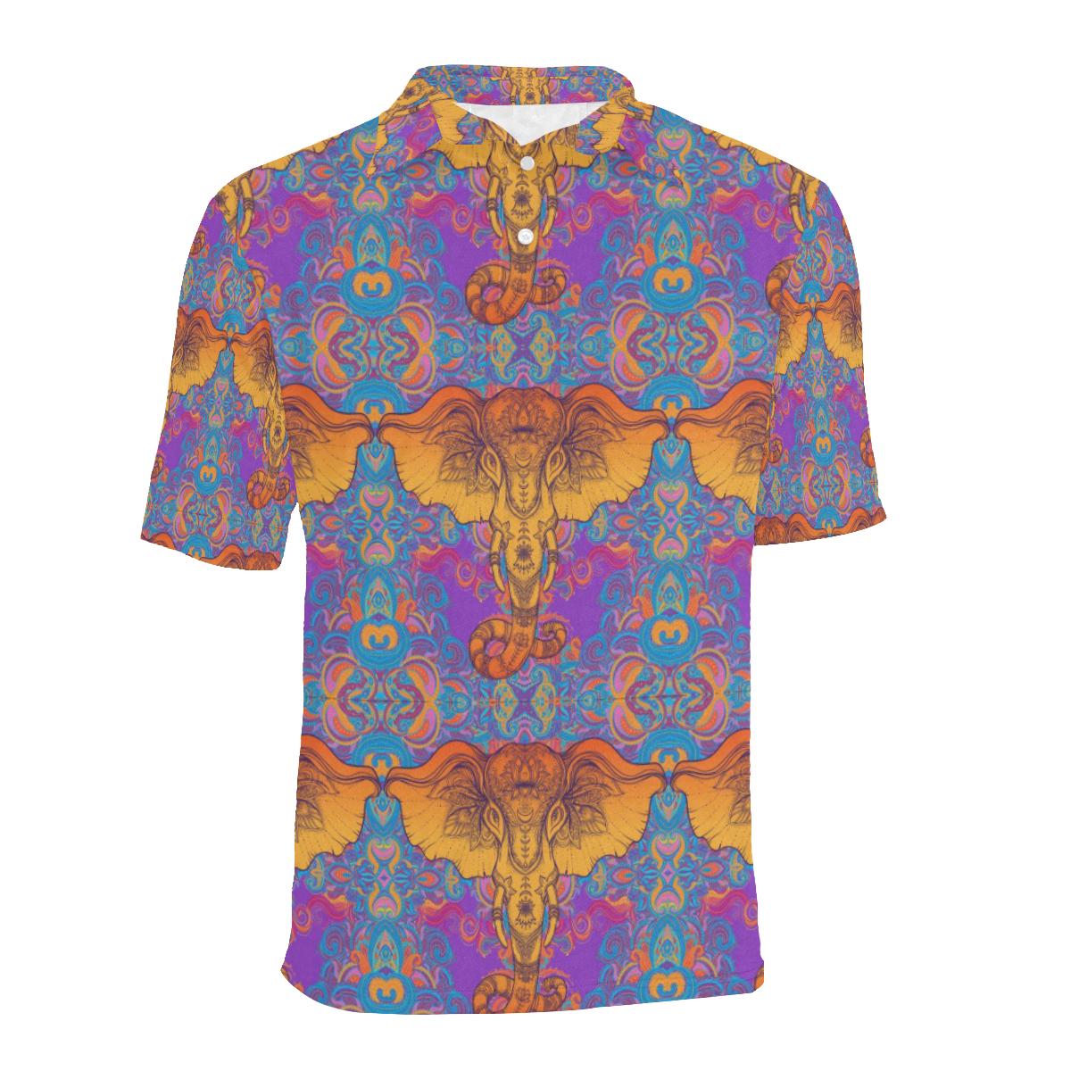 Gold Elephant Indian Men Polo Shirt - Image 2