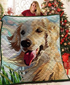 Golden Retriever Family Quilt Blanket Set for Cozy and Personalized Home Decoration - Gifts for Family