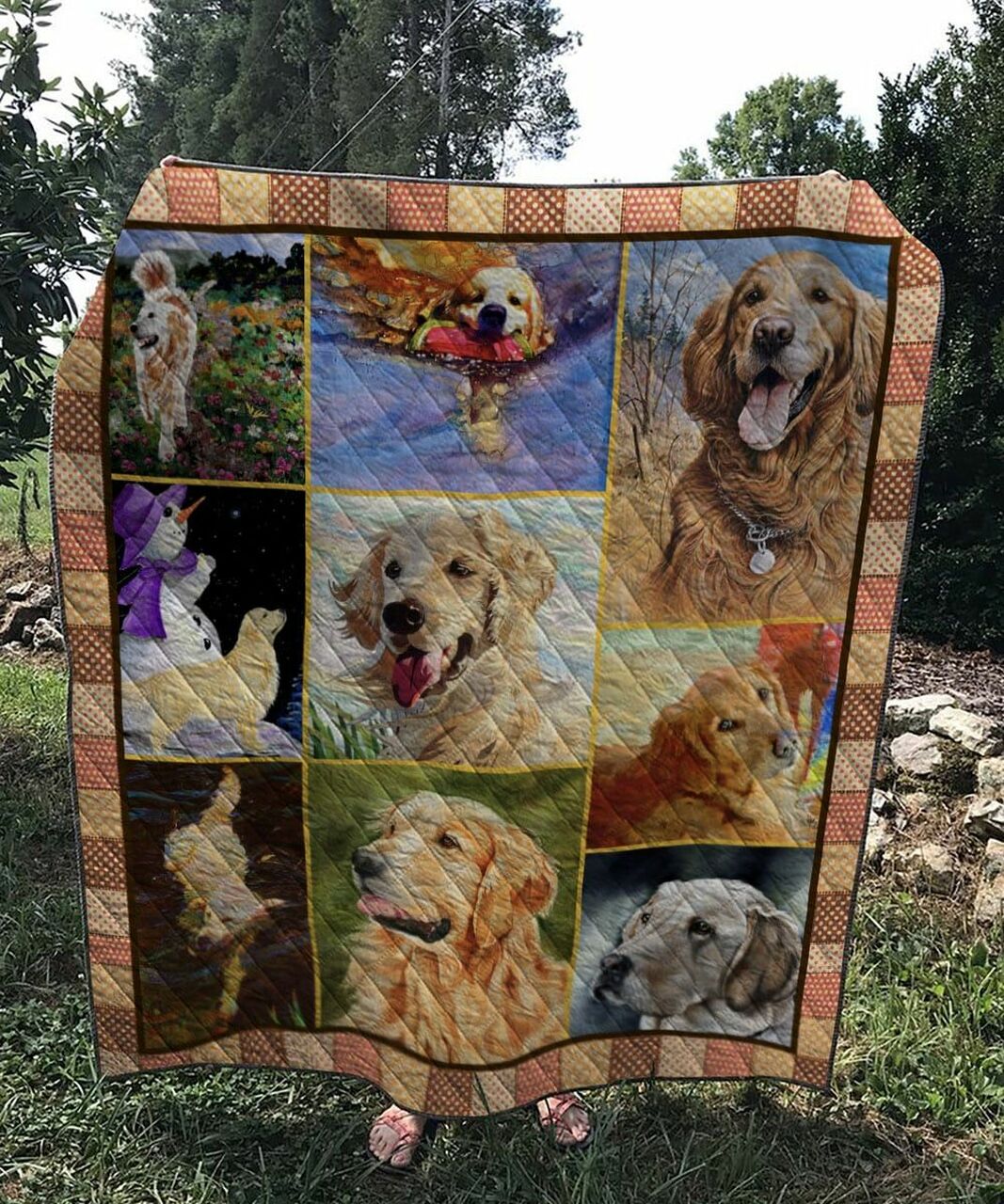 Golden Retriever Im So Fun Quilt Blanket Bedding Set Great for Bedroom Decor and Family Gifts
