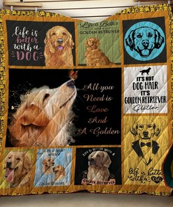 Golden Retriever Love And A Golden Quilt Bedding Set Blanket Bedroom Decor, Gifts for Family