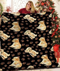 Golden Retriever Paw Quilt Bedding Set - Great for Bedroom Decor and Family Gifts