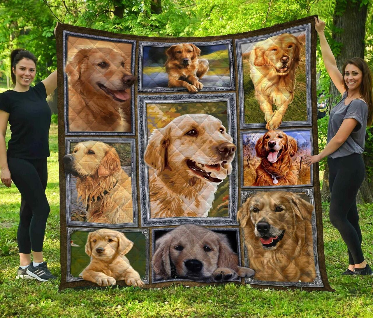 Golden Retriever Personalized Blanket Quilt Bedding Set for Bedroom Decor and Great Gifts for the Family