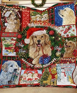 Golden Retriever Santa Paws Quilt Bedding Set - Great for Family Gifts