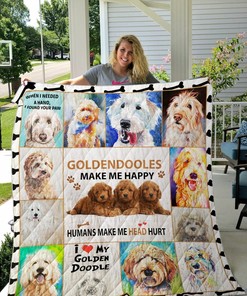 Goldendoodles Make Me Happy Humans Make My Head Hurt Quilt Bedding Set Blanket