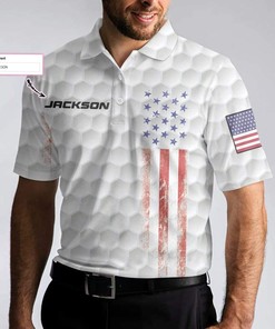 Golf 4Th Of July Custom Name Polo Shirt
