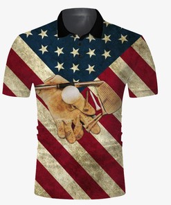 Golf American Flag Vintage 3D All Over Printed Polo Shirt