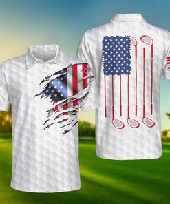 Golf American Flag White Polo Shirt