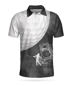 Golf Ball And Golfer With Smoke 3D All Over Printed Polo Shirt
