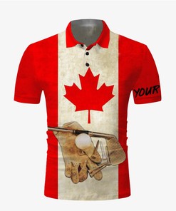 Golf Canadian Flag Vintage 3D All Over Printed Polo Shirt