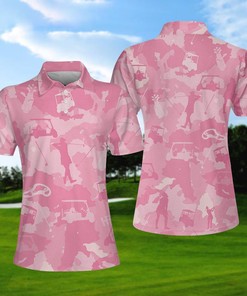 Golf Girl Player Pink Camo Polo Shirt