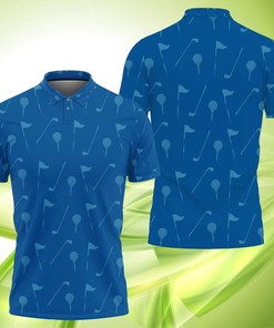 Golf Pattern Blue Polo Shirt