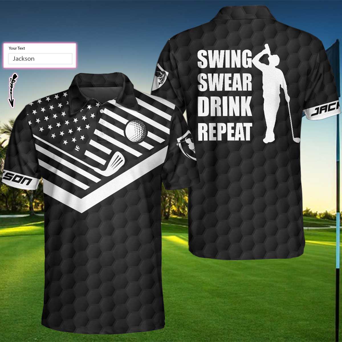 Swing Swear Find The Ball Repeat Golf Polo Shirt GM0059 main image 0